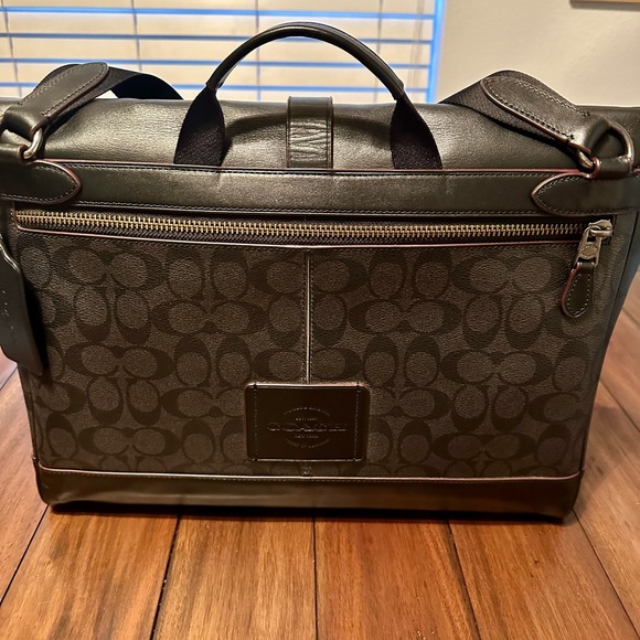 Coach Signature Briefcase. Black and Burgundy. Excellent Pre Loved Condition. - Picture 2 of 6